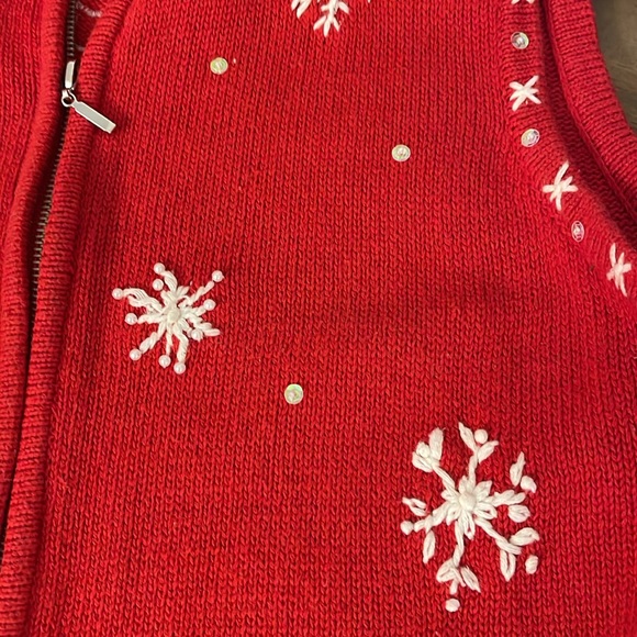 VTG Hampshire Studio Snow Christmas Sweater Vest Women’s L - Picture 8 of 11